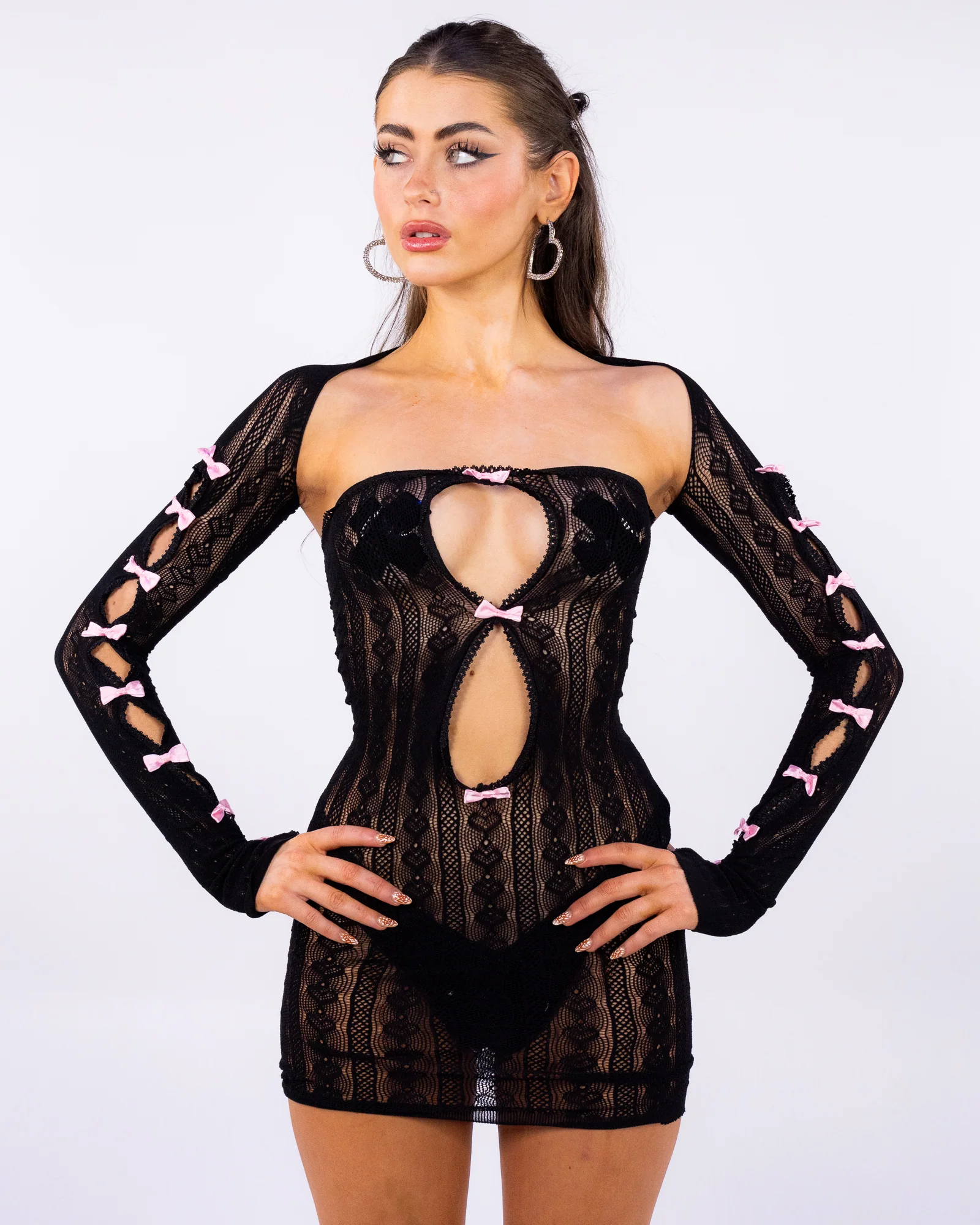 Sweet Temptation Women's Black 2pc Net Shrug & Dress Set - Image 3