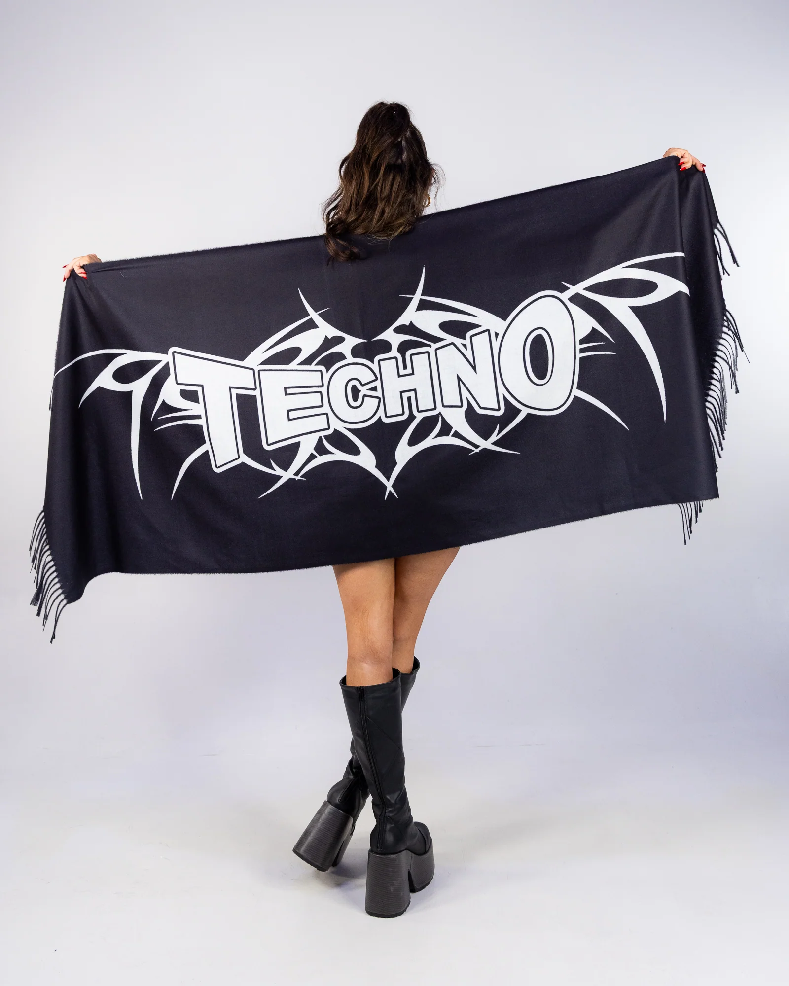 Techno Unisex Black Pashmina
