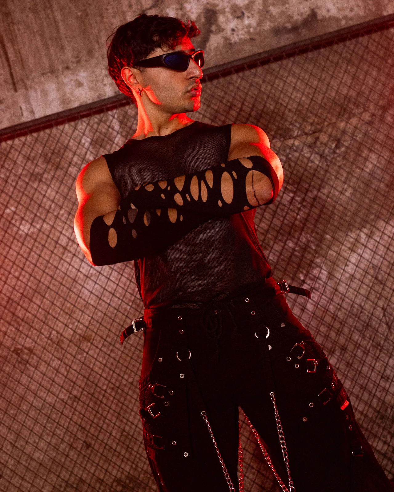 Tripp NYC Unisex Black Fishnet Muscle Tank - Image 3