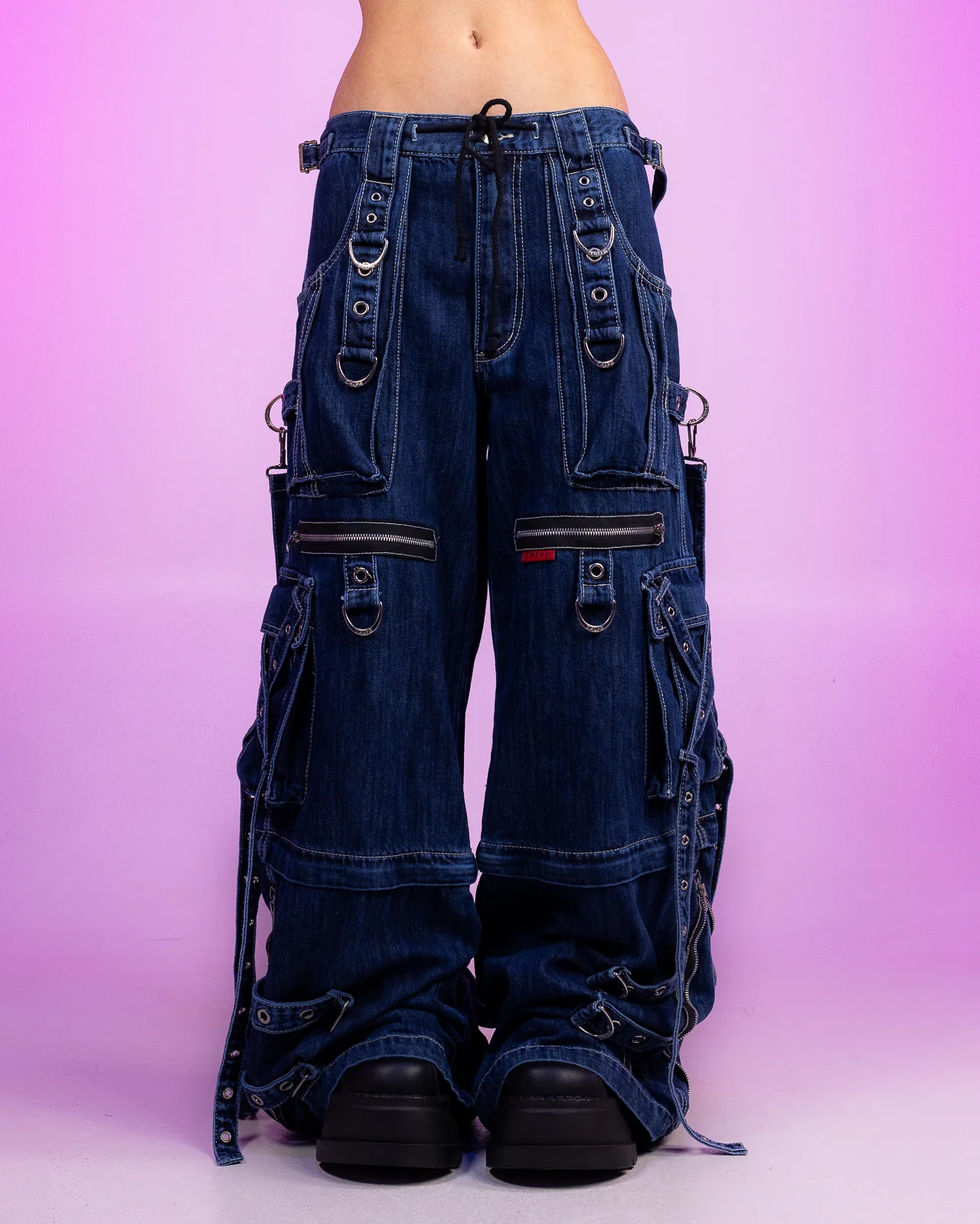 Tripp NYC Zip-Off Blue Denim X-Strap Pants