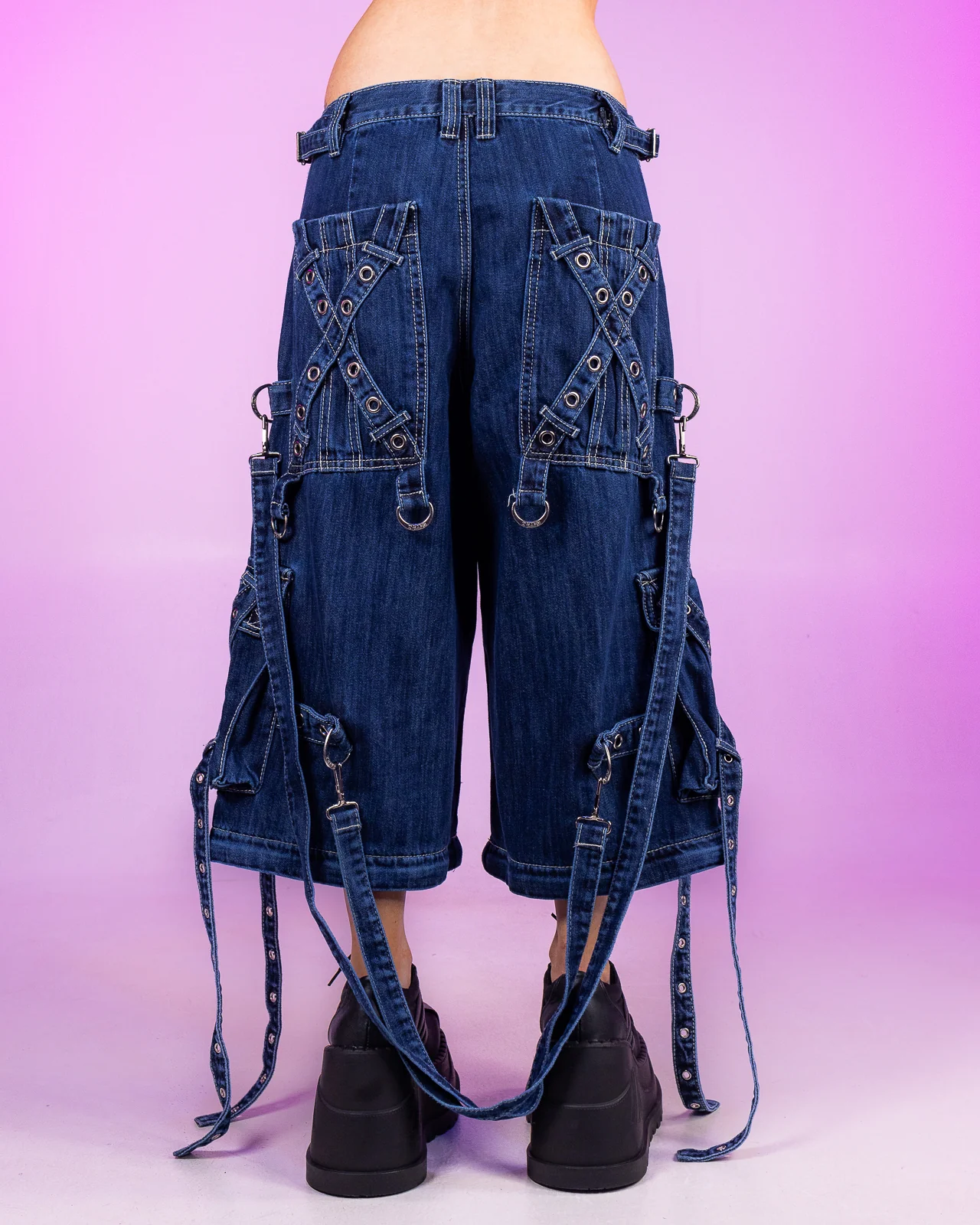 Tripp NYC Zip-Off Blue Denim X-Strap Pants - Image 10
