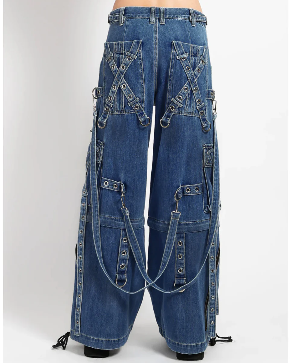 Tripp NYC Zip-Off Blue Denim X-Strap Pants - Image 13
