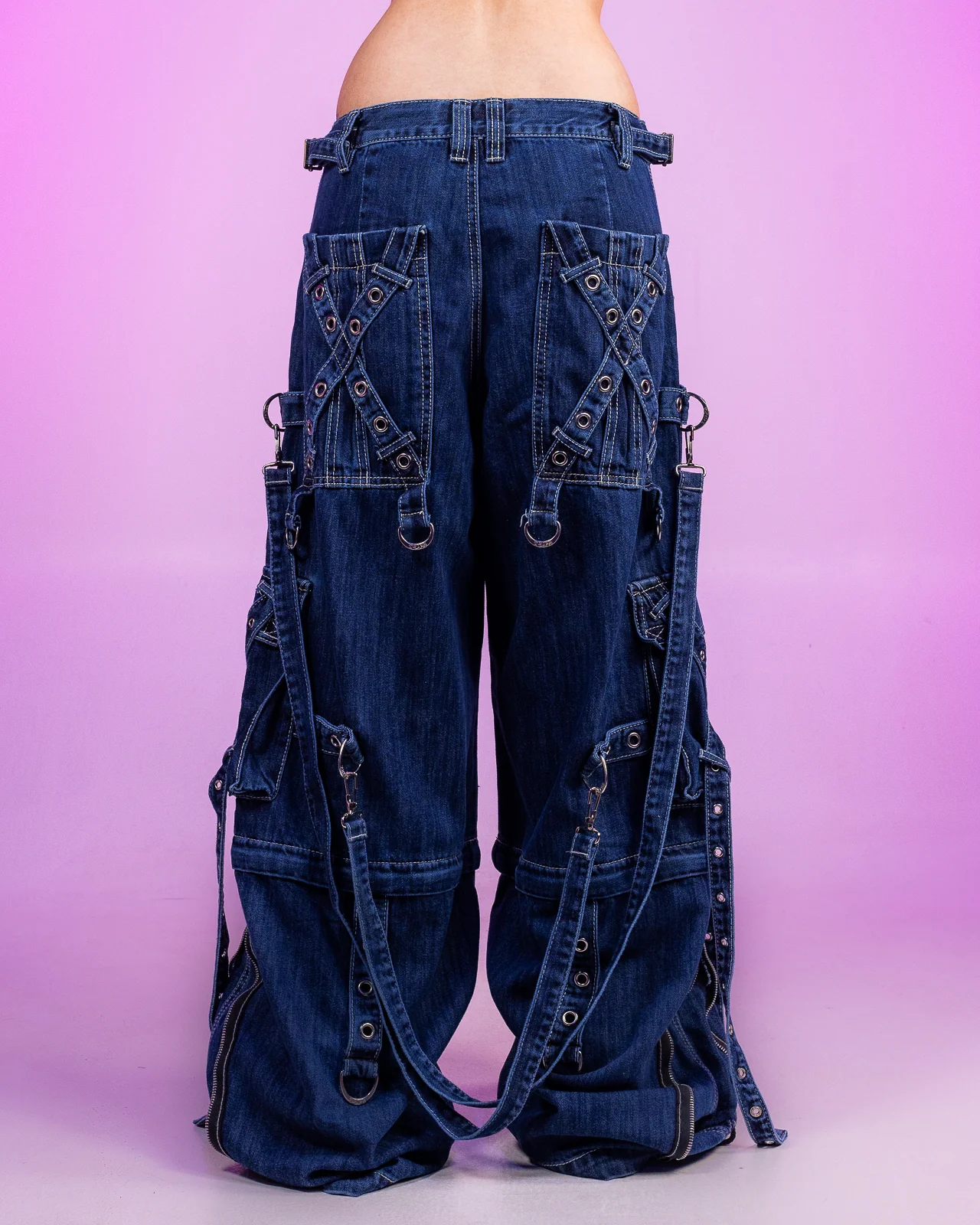 Tripp NYC Zip-Off Blue Denim X-Strap Pants - Image 8