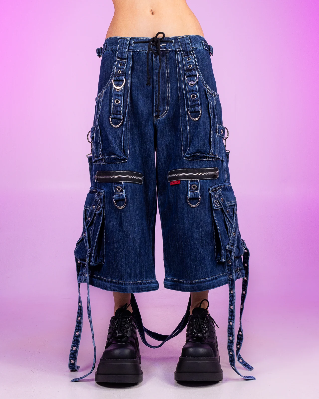 Tripp NYC Zip-Off Blue Denim X-Strap Pants - Image 9