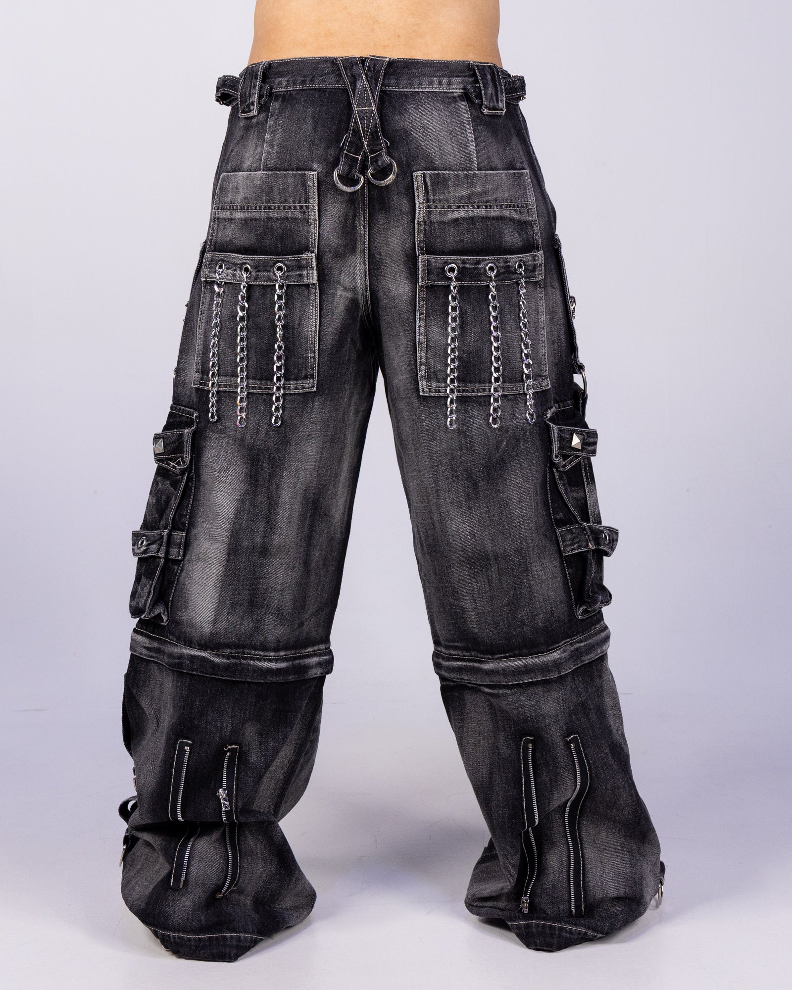 Tripp NYC Zip-Off Lock Up Storm Wash Gray Denim Unisex Pant - Image 6