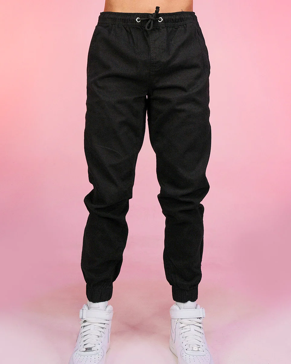 Men's Black Twill Joggers